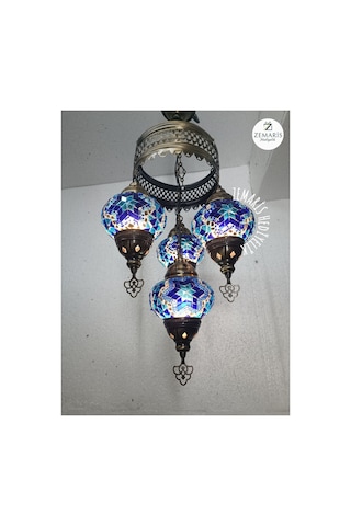 El Yapımı Otantik Mozaik Avize Lacivert - 807626339 Lacivert