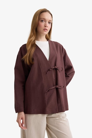 Defacto Regular Fit V Yaka Keten Karışımlı Kimono F7958ax25aubn328 Kahve