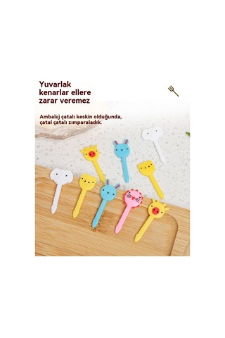 Aurora Kara Kedi Çocuk Mini Karikatür Meyve Çatalı Seti Siyah