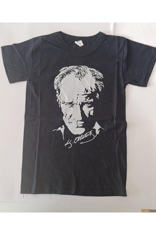 Baskı Merkezi Atatürk Baskılı Tişört Siyah - Siyah