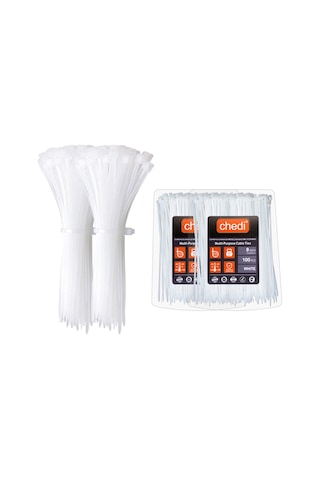 Chedı Kablo Bağları, 20 Cm 200'lü Paket Çok Amaçlı Kullanım, Premium Kalite Beyaz Kablo Klipsi