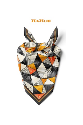 Trıbal Geometrı Desen 70 70cm Bandana/fular Çok Renkli