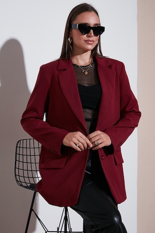 Lela Relaxed Fit Mono Yaka Cepli Blazer Bayan Ceket 611Bc00132 Bordo