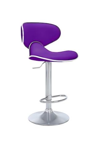 Bürocci Zen Bar Taburesi - Mor Modern Deri Metal Ataklı Yüksek Tezgah Sandalyesi - 9549s0515 Mor