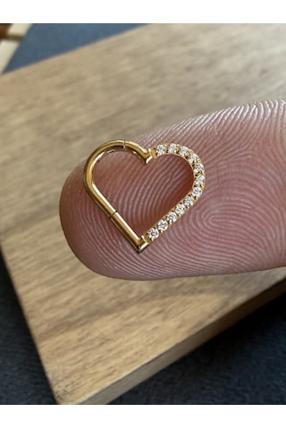 Gerçek G23 Titanium Kalp Modeli Kilitli Titanum Halka Piercing Altın