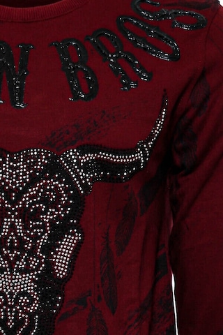 Wessi Bordo Taşlı Baskılı Bisiklet Yaka Sweatshirt Bordo