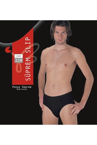Erkek Siyah Süprem Penye Slip % 100 Pamuklu 3'lü Paket 120-3s Siyah