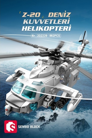 Sembo Block Z-20 Donanma Helikopteri 862 Parça Yapı Blokları  İle Uyumlu 202229