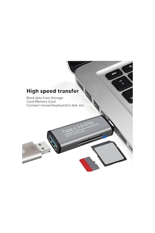 Type-c To Usb 3.0 Tf Sd Kart Okuyucu Usb Type-c Otg Adaptör Çevir