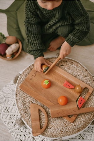 Ahşap Güvenli Çocuk Kesme Bıçağı Ve Seti 4 Parça Ahşap
