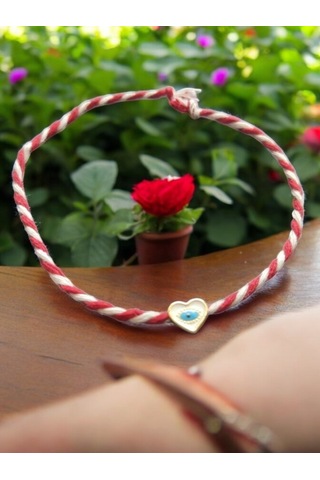 Marteniçka Kalpli Nazar Boncuk Göz Şans Bileklik Seti 2 Adet Gold