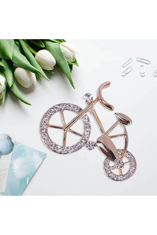 Homyl Rhinestone Broş Alaşım Dekor Bisiklet Pin Şapka Altın