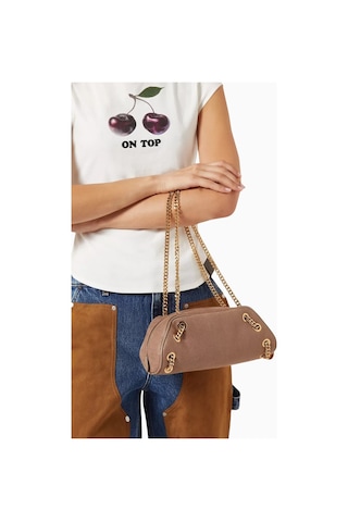 Stella Mccartney Falabella Zincir Detaylı Bej, Shaggy Deer Vegan Bowling Omuz Çantası