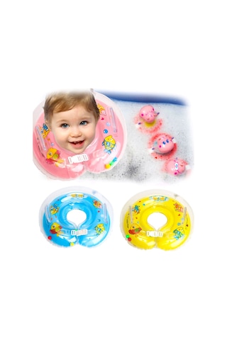 Bebek Boyun Simidi 3 Renkli Boyunluk 40 CM Havuz Simidi Pembe