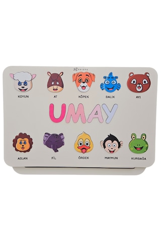 İsimli Ahşap Montessori Oyuncak Puzzle, Yenidoğan Bebek - Doğum Günü - Baby Shower Hediyesi Set 3