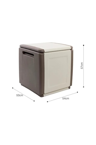 Cube Kahve Fil Dişi 130 lt Plastik Depolama Sandığı Fil Dişi