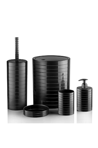 5 Li Lüx Banyo Seti Kullanışlı Sağlam Şık Banyo Seti Syh-ma014 siyah