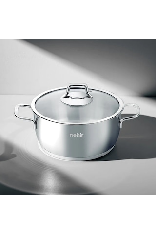 Nehir Silver 24 Cm Derin Tencere - Paslanmaz Çelik Tencere Gri