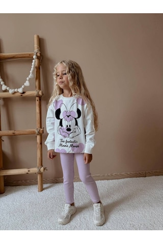 Miniko Kids Kız Çocuk Minnie Modelli Taytlı Takım Lila