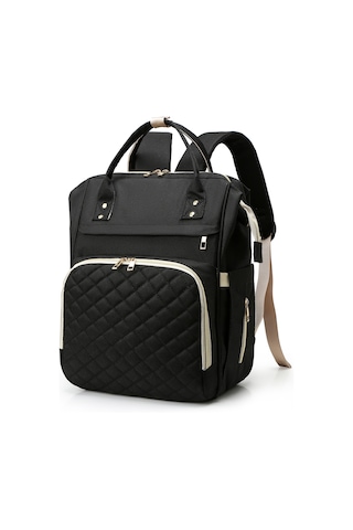 Jeehugo Erkek- Kadın Kullanıma Uygun Sıcaklık Saklama Özelliği Çocuk Bakıcısı Sirt Çantası, Usb Şarj Portlu, Su Geçirmez Nilon, Bebek Arabasına Takılabilir, Siyah Siyah