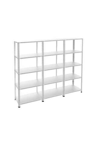 Raf Burada  5 Katlı 3'lü Galvaniz Çelik Raf - Depo, Arşiv, Kiler, Dosya, Market Rafı-31x60 cm-100 cm-0.70 mm