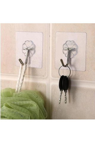 Periboia Kendınden Yapışkanlı Şeffaf Askı 5 Li Set Şeffaf