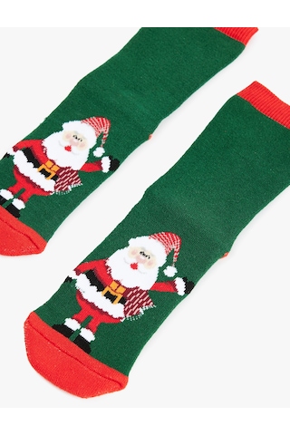 Koton Pamuklu Noel Baba Baskılı Yılbaşı Çorap Yeşil 6wkb80007aa Yeşil