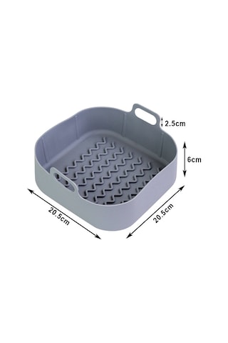 Symbee Hava Fritözü Silikon Izgara Tabağı - Çok Fonksiyonlu Gri Dalgalı Kare Yemek Pişirme Matı Çok Renkli