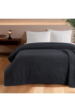 Maxstyle Spring %100 Pamuk Çift Kişilik Pike Antrasit 220x230 Cm Renkli