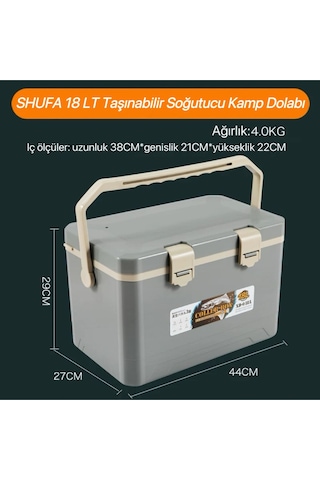 18 Lt Taşınabilir Soğutucu Kamp Dolabı Gri