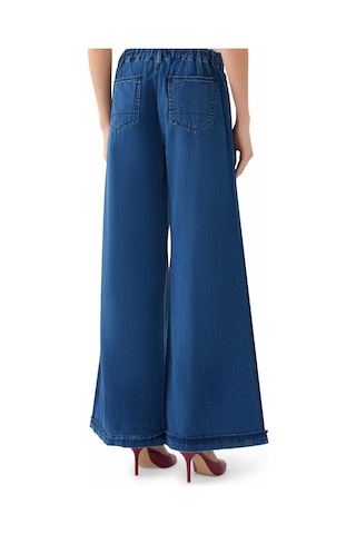 Outland Denim Sürdürülebilir Geniş Paça Uzun Pantolon Koyu Mavi