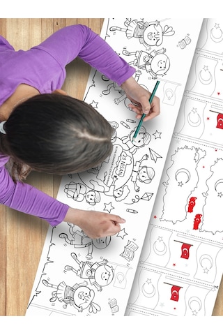 23 Nisan Ulusal Egemenlik Ve Çocuk Bayramı Temalı 3,75 Metre Rulo Boyama Kağıdı Karışık