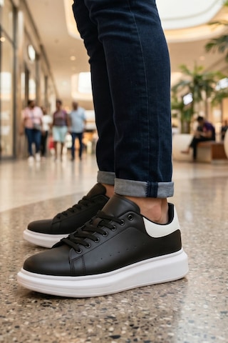 In Step Urban Comfort Serisi: Siyah Deri Erkek Minimalist Sneakers