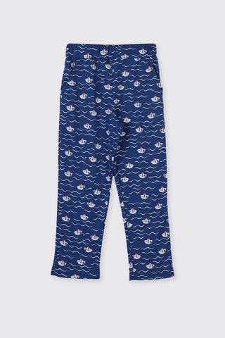 Panço Erkek Çocuk Kayık Desenli Lacivert Pijama Takım