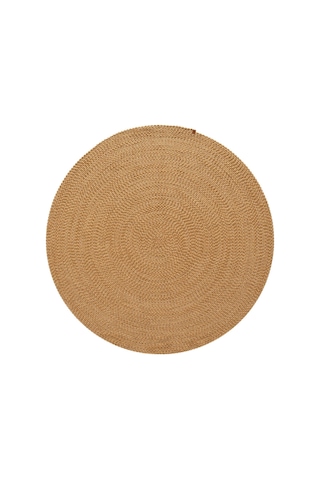 Vintora Vintage Desenli Yuvarlak Daire Dekoratif Örgü Kilim Kahverengi