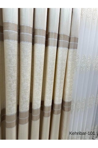 Nivemeshome Kehribar Ft614162 Krem V-101 1/3 Sık Pileli Fon Perde Apm Krem