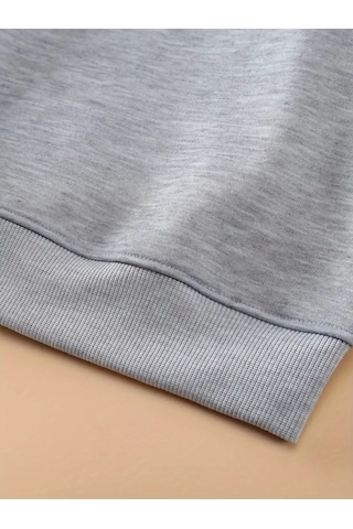 Uyguntarz Unisex Sevimli Pati Kalp Baskılı Oversize Genel Gri