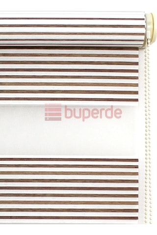 Buperde Kahverengi Beyaz Renkli Pilise Pliseli Zebra Stor Perde