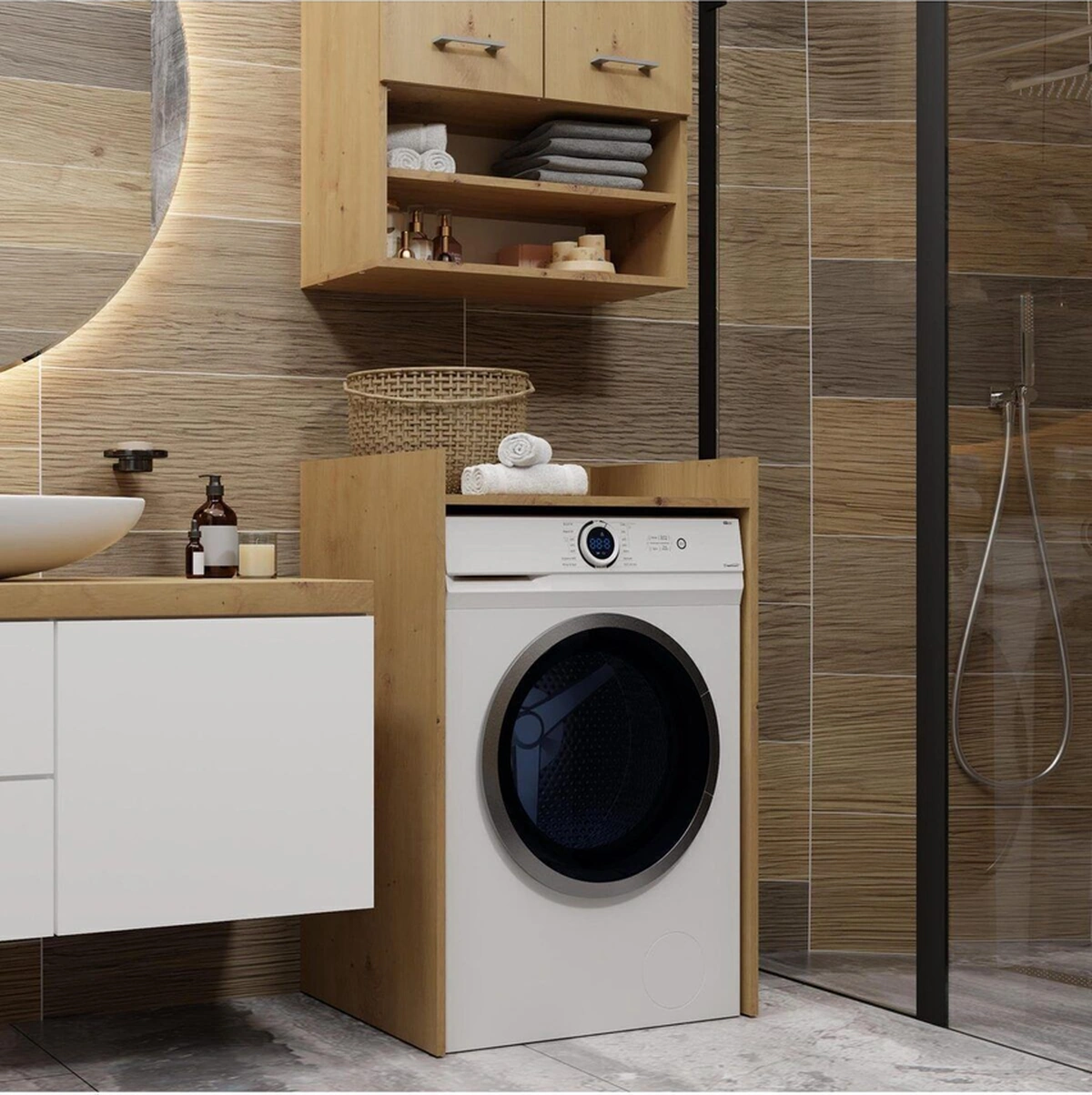 Ulya Banyo Dolabı-çok Amaçlı-çamaşır Makinesi Dolabı-alt Dolap Atlantik Çam