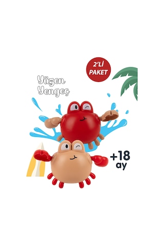 Yüzen Yengeç 2 Li Banyo Oyuncağı Bebek Küvet Su Oyuncağı 18 Ay+