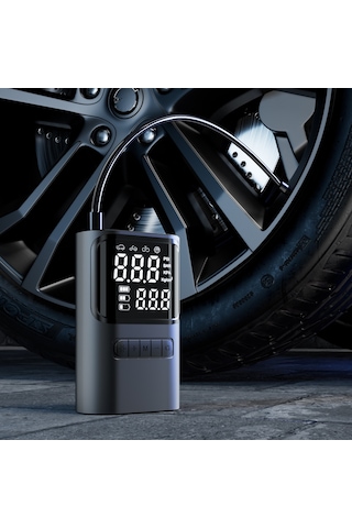 Reedark Siyah Akıllı Araç Zihniyet Pompası: Li-pil Dahili, Baskı Öngörü, Otomatik Durdurma, Led Işık, 4 Farklı Uç, 150psı Maksimum