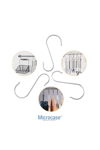 Microcase 14CM Paslanmaz Çelik S Kanca Seti Çok Amaçlı Mutfak Banyo Gardrop Askısı Düzenleyici Ev Organizeri 1 Adet -al5880 Gümüş