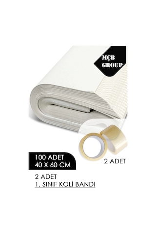 40x60cm Tabak Bardak Sarma Taşıma Taşınma Paketleme Kağıdı 100 Adet + 2 Adet Koli Bandı