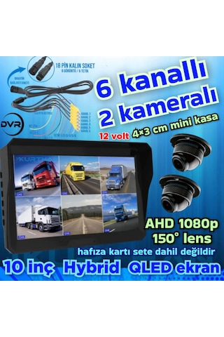 2 Adet 1080 P Ahd 150'' Ultra Mini Kamera 6 Kanallı Monitör 12 V