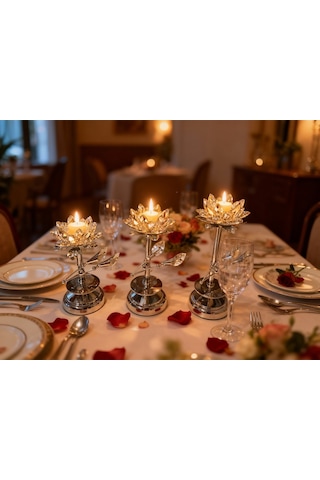 Elta Collection Kristal Taşlı Gold Şamdan 3 Lü Set Lüks Dekoratif Konsol Ve Masa Aksesuarı