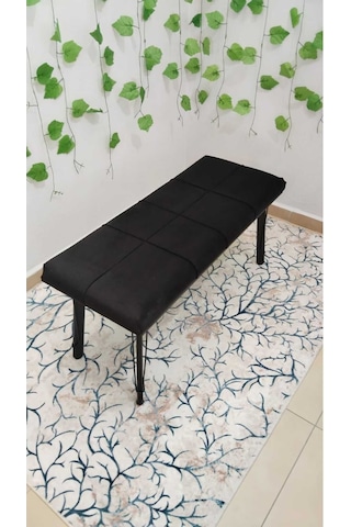Özcan Metal Metal Tasarım Ayaklı Metal Kasalı Bench Mutfak Salon Antre Yatak Odası Puf Bank Siyah