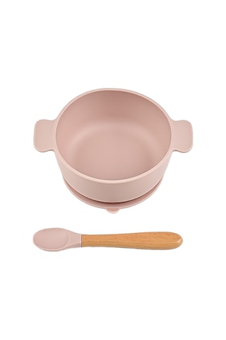 Çocuk Sofra Takımı - Renkli Vantuzlu Kase Ve Tahta Kaşık, Düşmeye Ve Haşlanmaya Karşı Dayanıklı