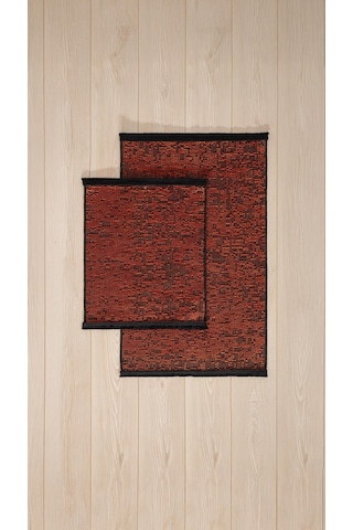 Rothi Pamuklu Kaymaz Taban Turuncu 2'li Banyo Paspas Seti 60x100 60x50cm Yıkanabilir Modern Şönil