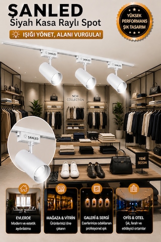 Led Beyaz Kasa Gün Işığı 35w Raylı Spot / 10 Adet 3 Metre Ray Beyaz Işık