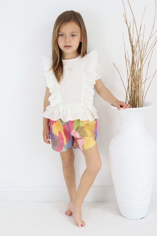 Fistolu Kelebek Motif Şortlu Pamuk Dokuma Kız Çocuk Takım Tf7352 001